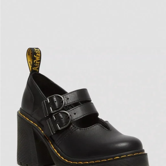 Dr. Martens Black Platform Eviee Buckle Shoes - Picture 1 of 9